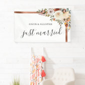 Net getrouwd herfst bruiloft auto decoratie banner (Insitu)