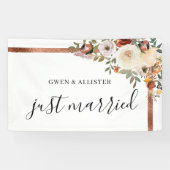 Net getrouwd herfst bruiloft auto decoratie banner (Horizontaal)