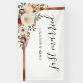 Net getrouwd herfst bruiloft auto decoratie banner (Verticaal)