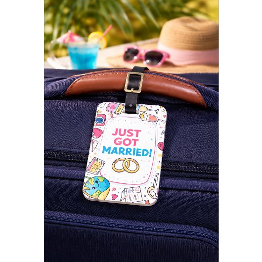 Net Getrouwd Honeymoon Bagagelabel Aangepaste Naam
