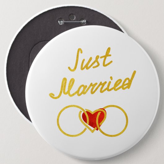 Net getrouwd Honeymoon Pure Gold Ronde Button 6,0 Cm (Voorkant /achterkant)