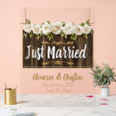 Net getrouwd hout teken witte rozen acryl bord (Huwelijk)