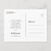 Net getrouwd Huidige moderne trouwfoto Briefkaart (Achterkant)