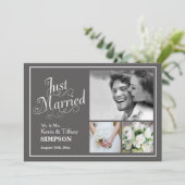 NET GETROUWD Huwelijk Foto Aankondiging grijs (Staand voorkant)