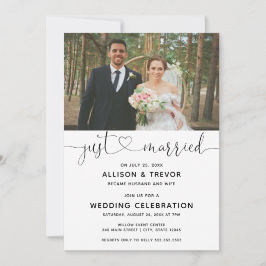 Net Getrouwd Huwelijksaankondiging Ontvangst Kaart (Voorkant)