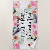 Net getrouwd, Huwelijksfeestartikelen, Huwelijksfo Strandlaken (Voorkant)