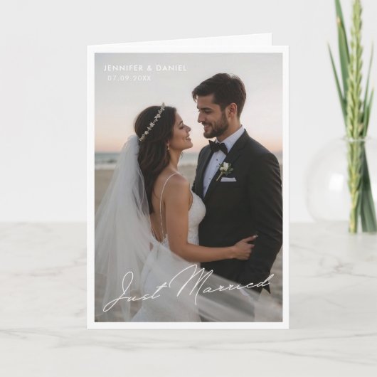 Net Getrouwd Huwelijksfoto Uitgeklapte Kaart (Voorkant)