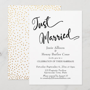 Net Getrouwd Huwelijksreceptie, Gouden Confetti Kaart