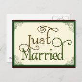 Net getrouwd in een wervelende leuke lettertype aankondigingskaart (Voorkant / Achterkant)