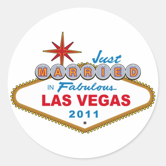 Net getrouwd in Fabulous Las Vegas 2011 Ronde Sticker (Voorkant)