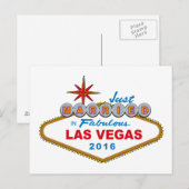 Net getrouwd in Fabulous Las Vegas 2016 (Sign.) Aankondigingskaart (Voorkant / Achterkant)