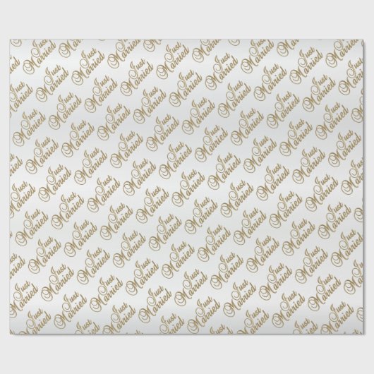 Net getrouwd in Gold Script Font - Weddenschap Cadeaupapier (Vlak)