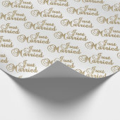Net getrouwd in Gold Script Font - Weddenschap Cadeaupapier (Hoek)