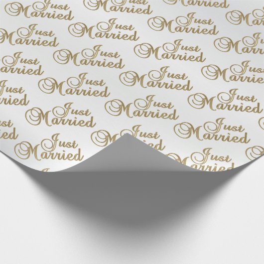 Net getrouwd in Gold Script Font - Weddenschap Cadeaupapier (Hoek)