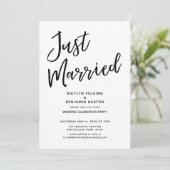 "Net Getrouwd" Informele, Moderne Trouwreceptie Kaart (Staand voorkant)