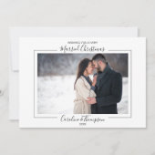 Net getrouwd kerst bruiloft foto botanisch feestdagenkaart (Voorkant)