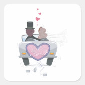 Net getrouwd koppel rijdt weg vierkante sticker (Voorkant)