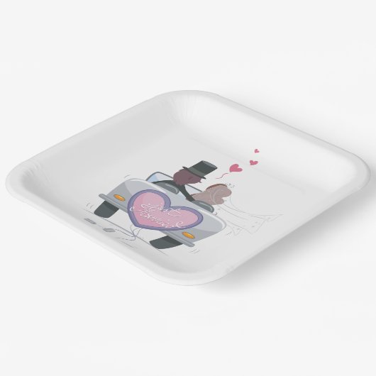 Net Getrouwd Koppel Wegrijdend Papieren Bordje (Gebogen)