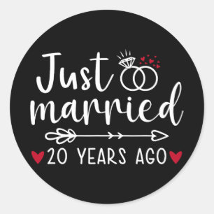 Net getrouwd koppels grappige man vrouw 20e Anniv Ronde Sticker