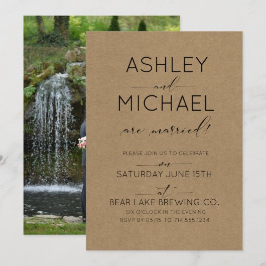 Net Getrouwd Kraft Foto Huwelijksfeest Uitnodiging (Voorkant / Achterkant)