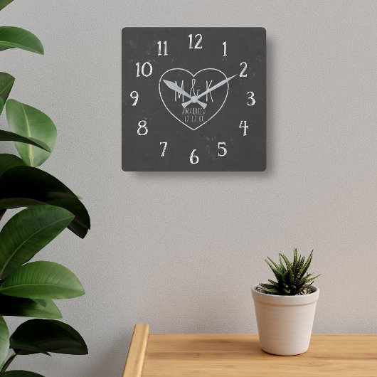 Net Getrouwd Krijtbord Hart Monogram Klok