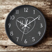 Net Getrouwd Krijtbord Hart Monogram Klok