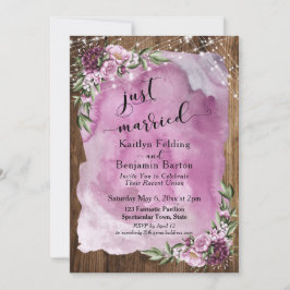 Net Getrouwd Landelijk Aquarel Bloemen & Lichten Kaart