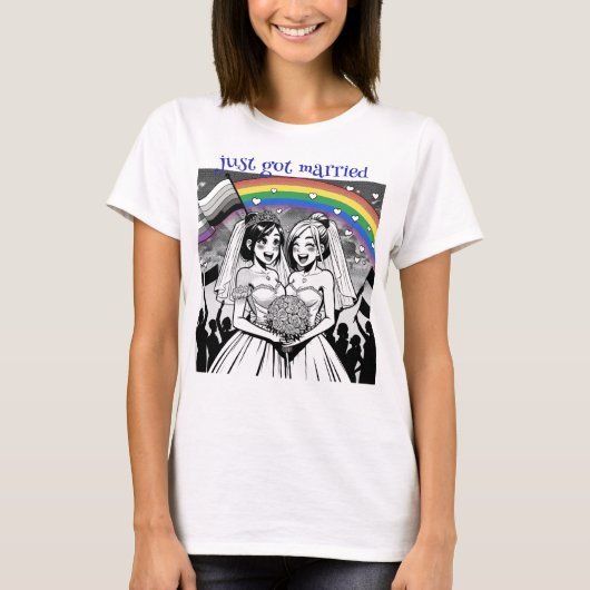 Net getrouwd, LGBT, moderne familie T-shirt (Voorkant)