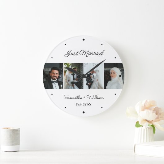Net getrouwd met aangepaste namen en foto's grote klok (Huis)