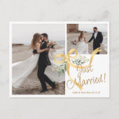 Net getrouwd met Bow Elopement Fotoaankondiging Aankondigingskaart (Voorkant)