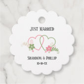 Net getrouwd met bruid en bruidegom namen trouwdat bedankjes labels (Voorkant)