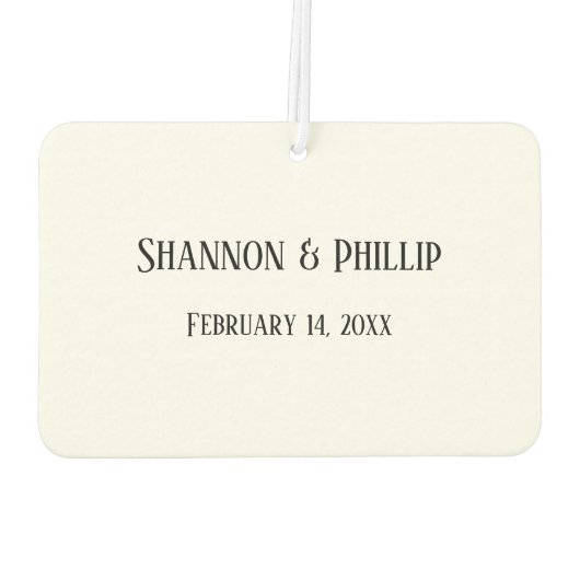 Net getrouwd met bruid en bruidegom namen trouwdat luchtverfrisser (Achterkant)