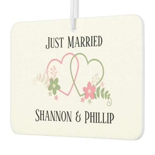 Net getrouwd met bruid en bruidegom namen trouwdat luchtverfrisser (Links)