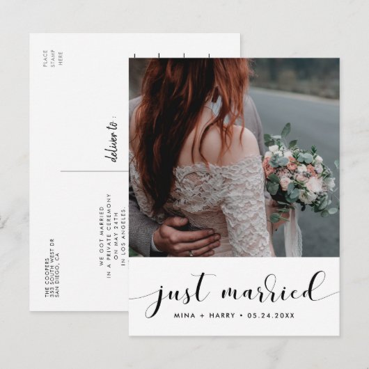 Net getrouwd met Elegant koningsfoto Briefkaart (Voorkant / Achterkant)