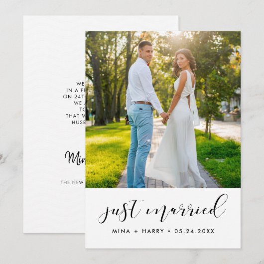 Net getrouwd met Elegant koningsfotokaart Aankondiging (Voorkant / Achterkant)