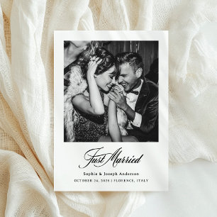 Net Getrouwd met Foto Elegante Elopement Aankondiging