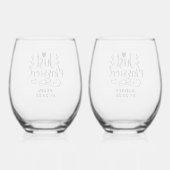 Net getrouwd met Keepsake Wijnglas Zonder Voet (Achterkant)