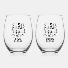 Net getrouwd met Keepsake Wijnglas Zonder Voet