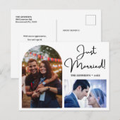 Net getrouwd met Modern Arch 2 Fotocollage Aankondigingskaart (Voorkant / Achterkant)