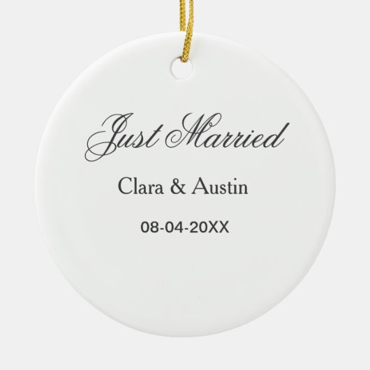 Net getrouwd met naam van het paar datum jaar huwe keramisch ornament (Voorkant)