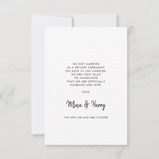 Net getrouwd Minimalistische aankondiging foto kaa (Achterkant)