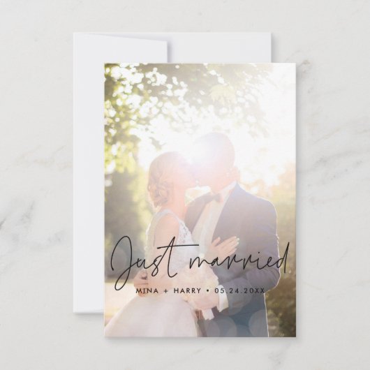 Net getrouwd Minimalistische aankondiging foto kaa (Voorkant)