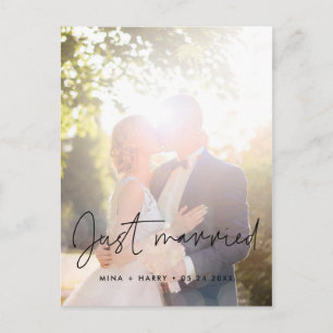 Net getrouwd Minimalistische aankondigingsfoto Briefkaart