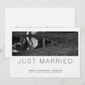 Net getrouwd minimalistische foto bruiloft aankond kaart (Voorkant / Achterkant)
