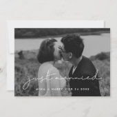 Net getrouwd Minimalistische handgeschreven foto Aankondiging (Voorkant)