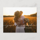 Net getrouwd Minimalistische moderne handgeschreve Aankondigingskaart (Voorkant)