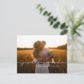 Net getrouwd Minimalistische moderne handgeschreve Aankondigingskaart (Staand voorkant)