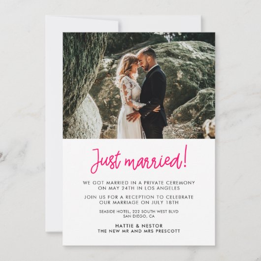 Net getrouwd Modern kalligrafie aankondiging (Voorkant)