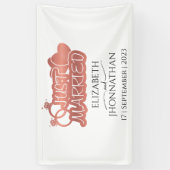 Net getrouwd Modern Roos Gold Foil hart Paar Spandoek (Verticaal)