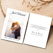 Net getrouwd Modern Script Custom Photo Wedding Aankondiging